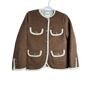 Sandro DOUBLE-FACED JACKET Wool Blend Brown Size 34 US 2 $770 Retail